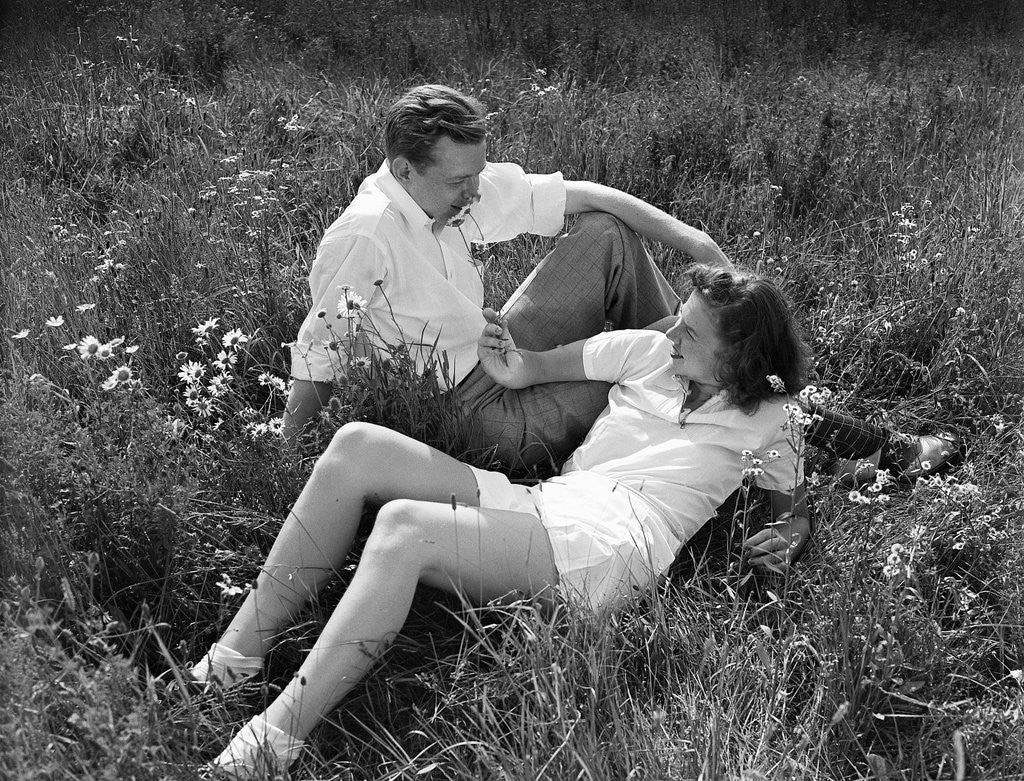 Detail of Couple Lying in Field by Anonymous