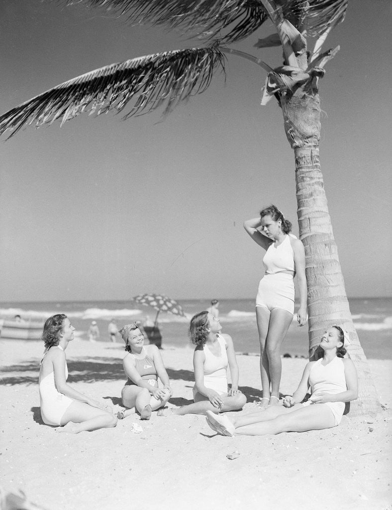 Detail of Group Of Women On Beach by Corbis