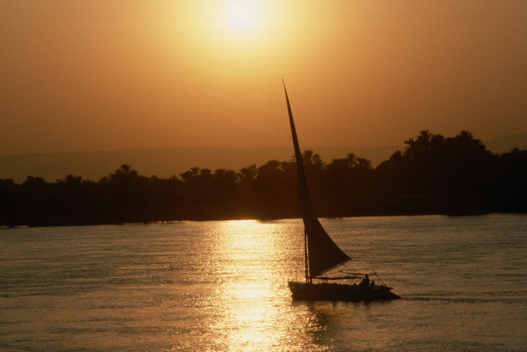 Detail of Felucca Sailing at Sunset by Corbis