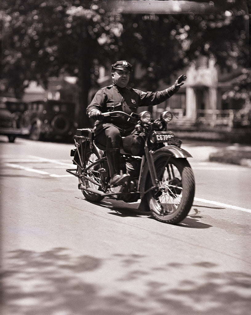 Detail of Police Officer On Motorcycle by Anonymous