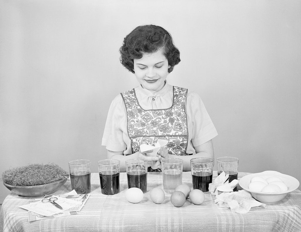 Detail of Woman Coloring Easter Eggs by Anonymous
