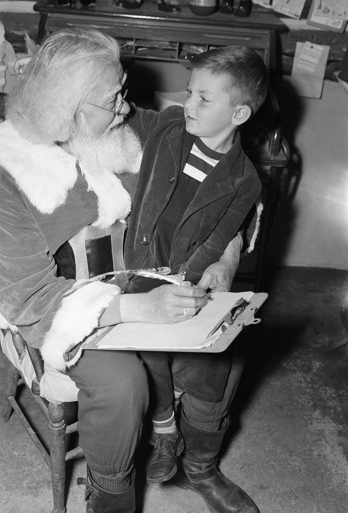 Detail of Boy Seated on Santa's Lap by Anonymous