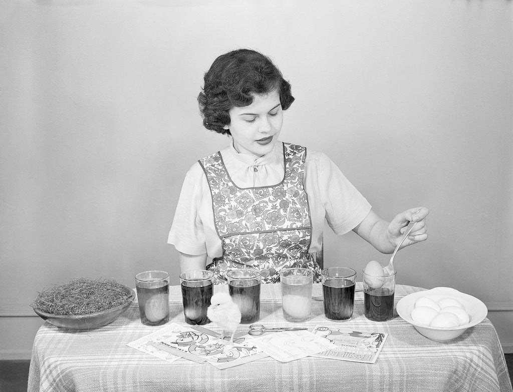 Detail of Woman Pulling Egg From Glass/Coloring by Anonymous