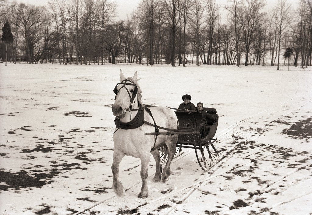 Detail of Riding in Horse Drawn Sleigh by Anonymous