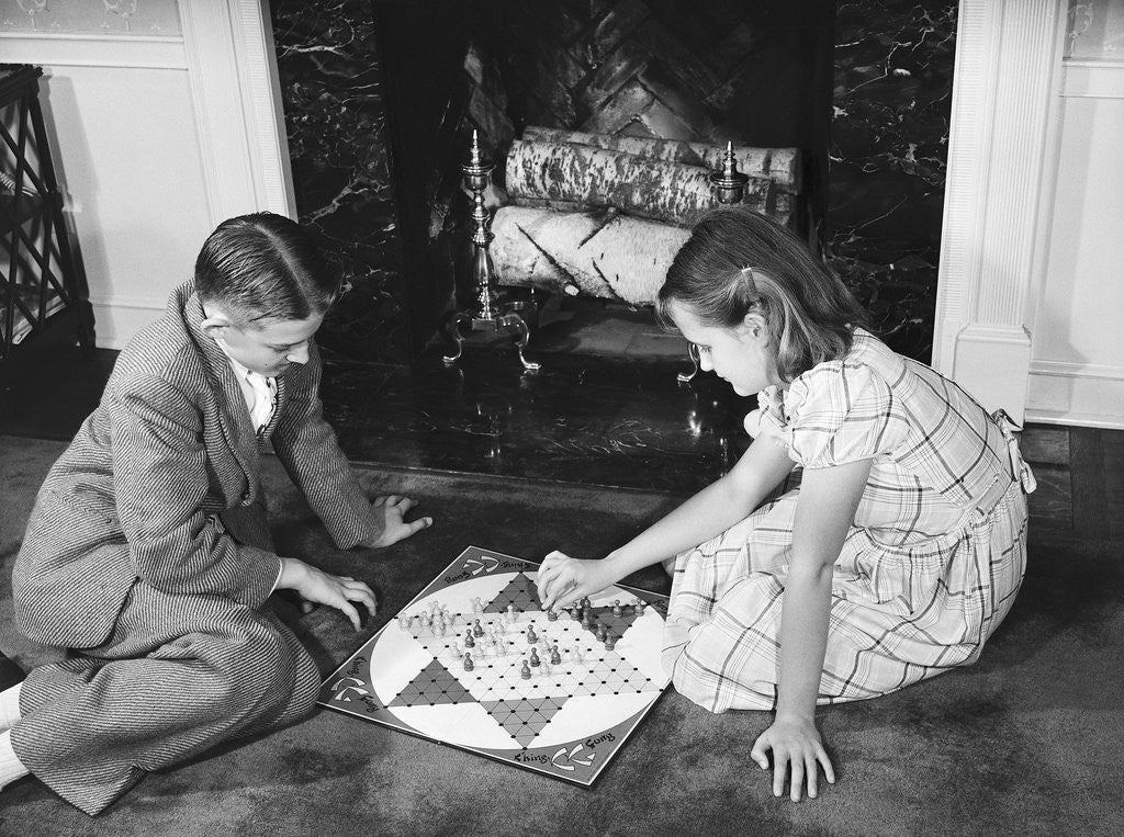 Detail of Children Playing Chinese Checkers by Anonymous