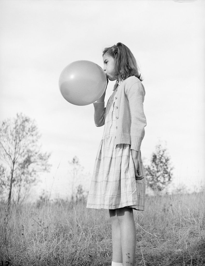 Detail of Girl Blowing a Balloon by Anonymous