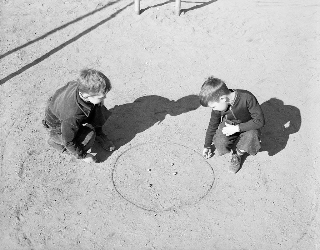 Detail of Two Boys Playing Marbles by Anonymous