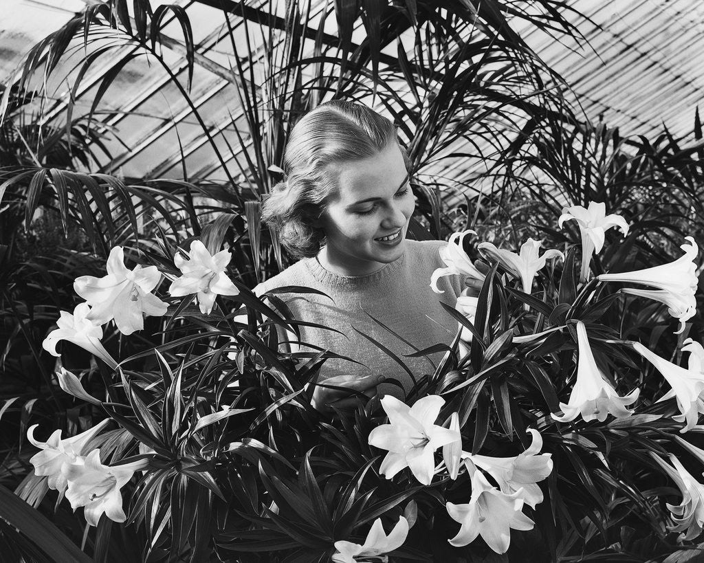 Detail of Woman Among White Lilies by Anonymous