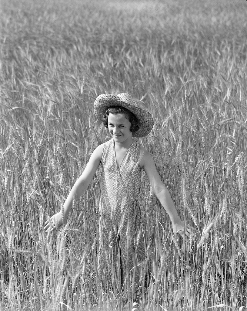 Detail of Girl Standing in Wheat Field by Anonymous