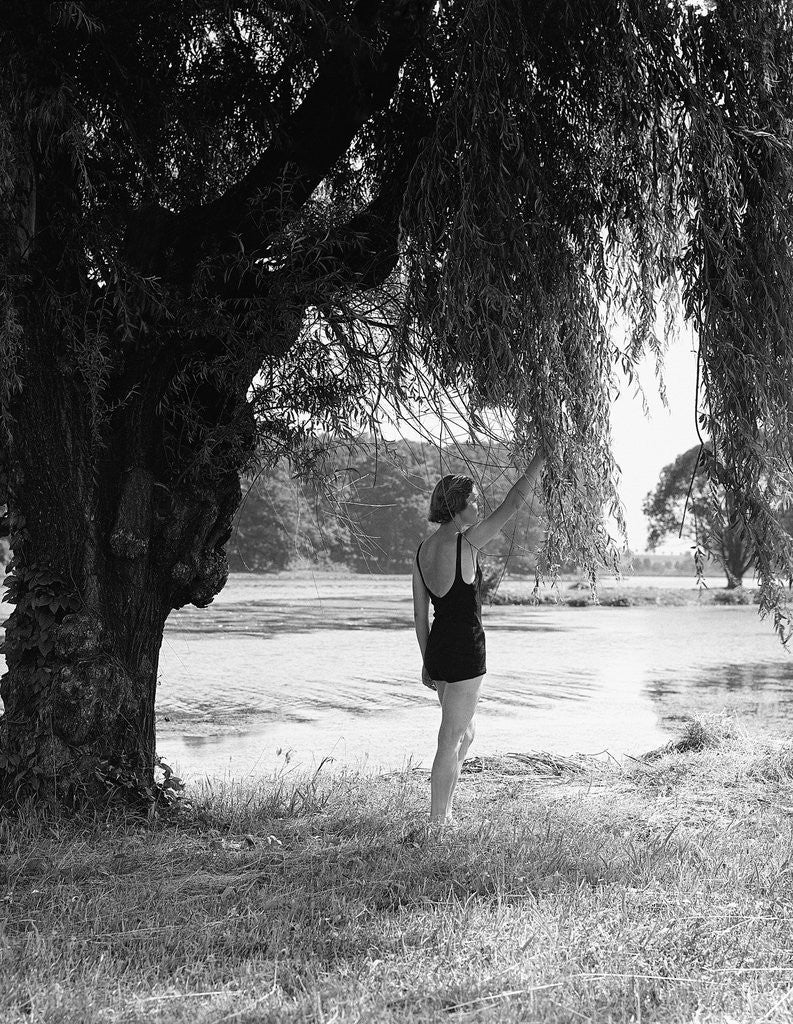 Detail of Woman Standing Under a Tree by Anonymous