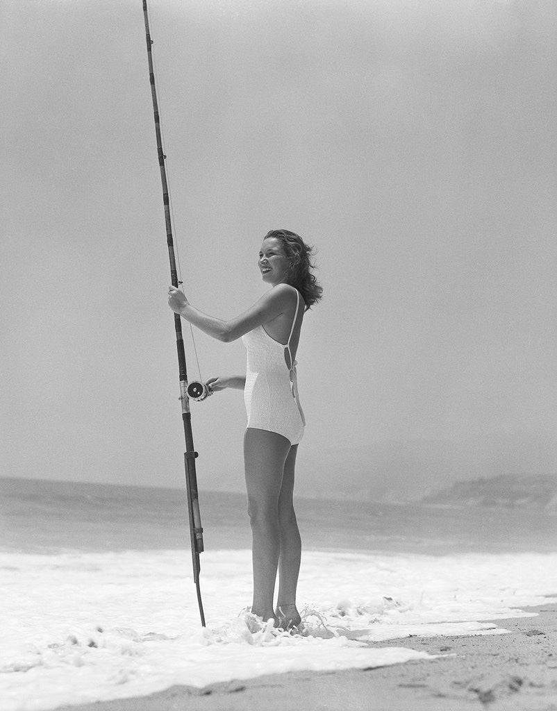 Detail of Woman Fishing on Surf by Anonymous