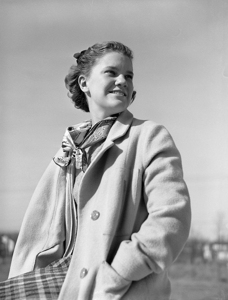 Detail of Teenager Wearing Coat and Scarf by Corbis