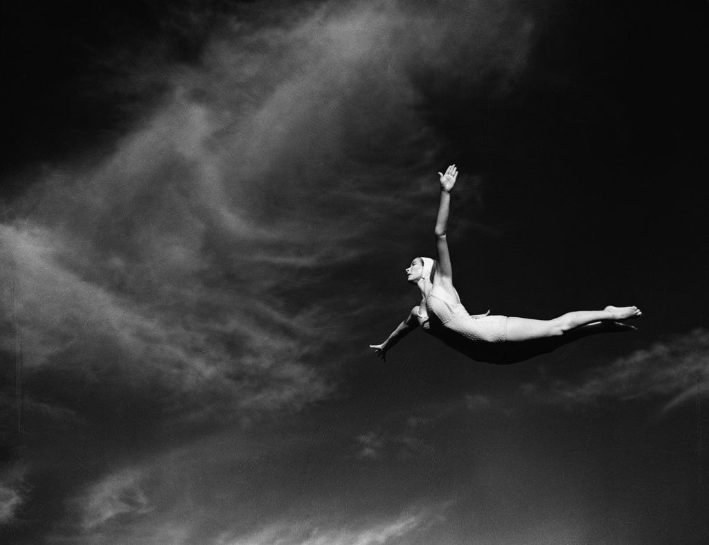Detail of Woman Performing Swan Dive by Anonymous