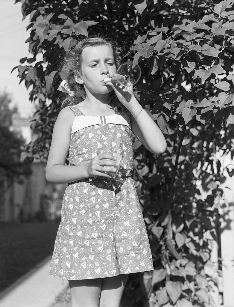 Detail of Girl Blowing Soap Bubbles by Anonymous