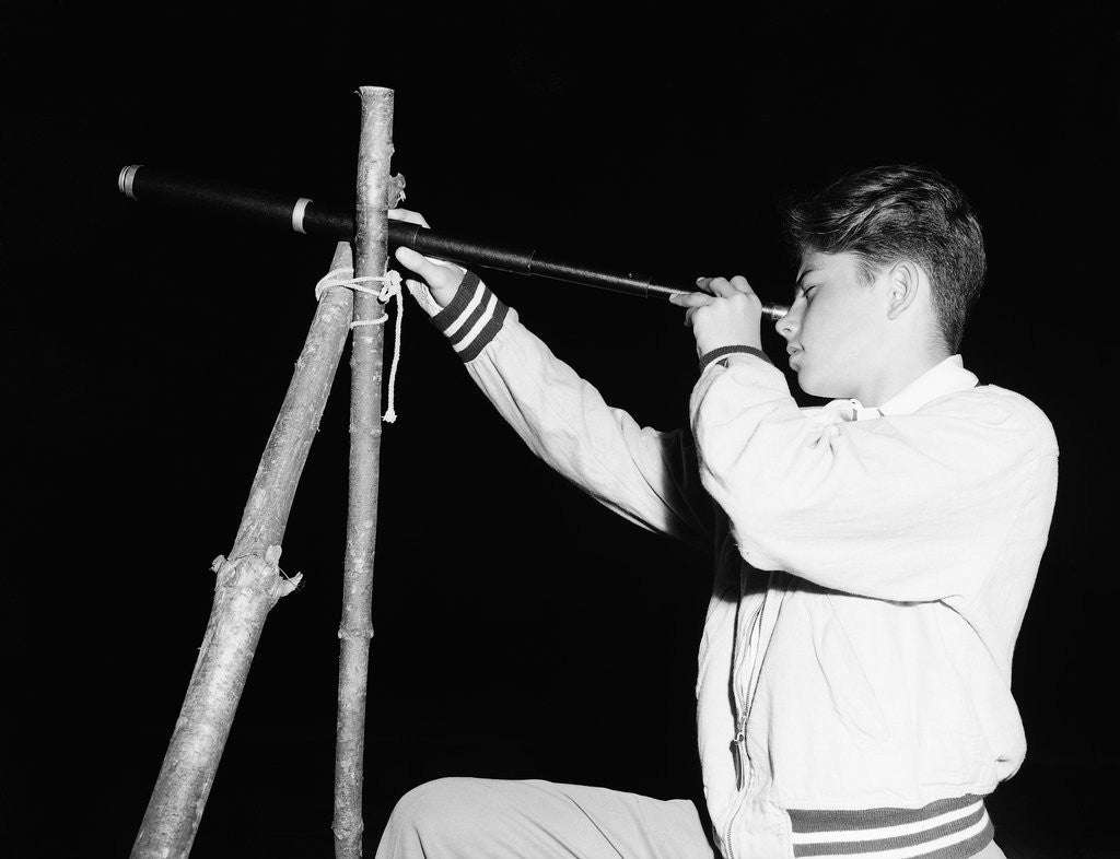 Detail of Boy Looking Through a Telescope by Anonymous