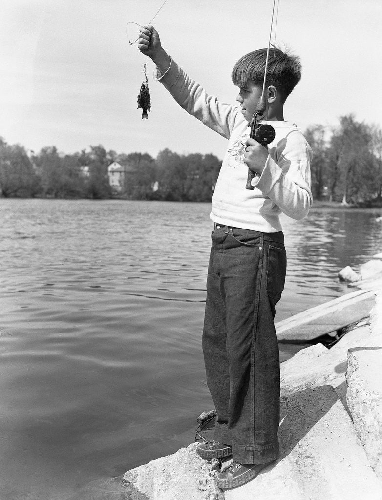 Detail of Boy Holding a Small Fish by Anonymous