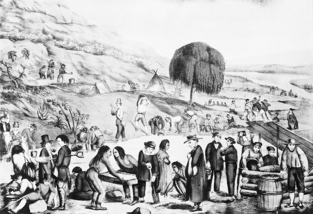 Detail of California Gold Diggers  - Lithograph by Anonymous