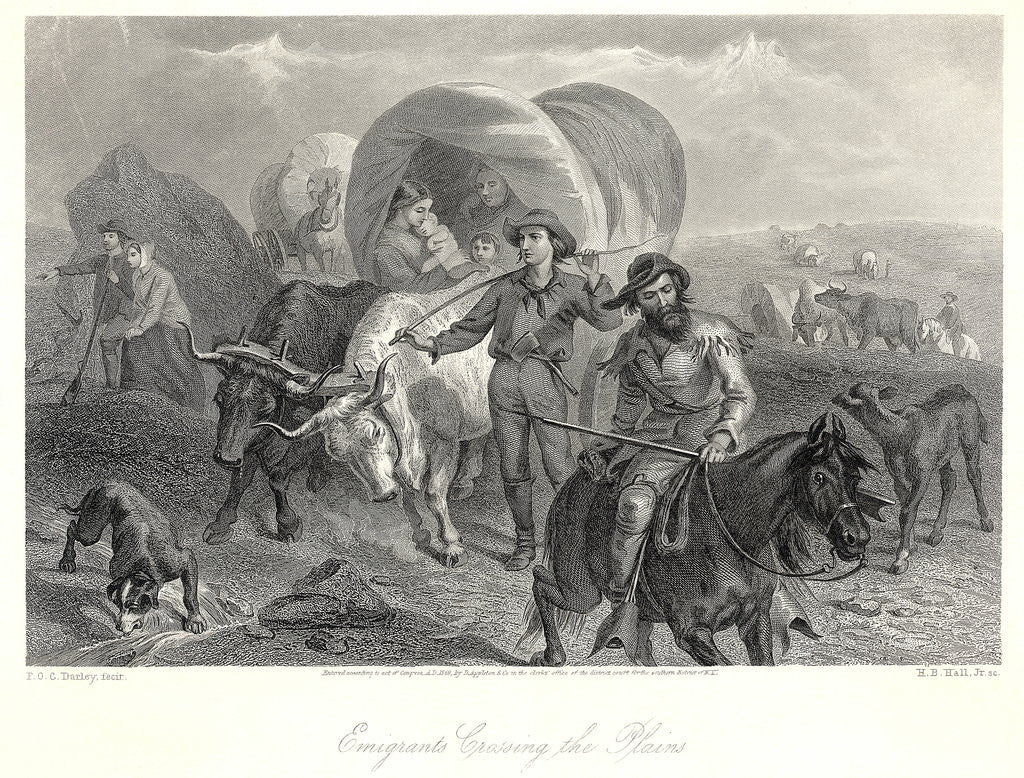 Detail of Engraving- Emigrants Crossing The Plains by Anonymous