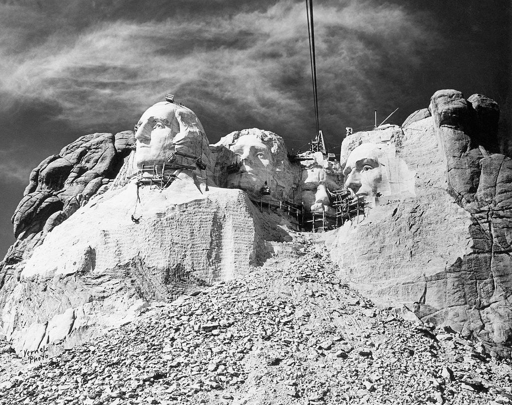 Detail of Mount Rushmore Construction by Anonymous
