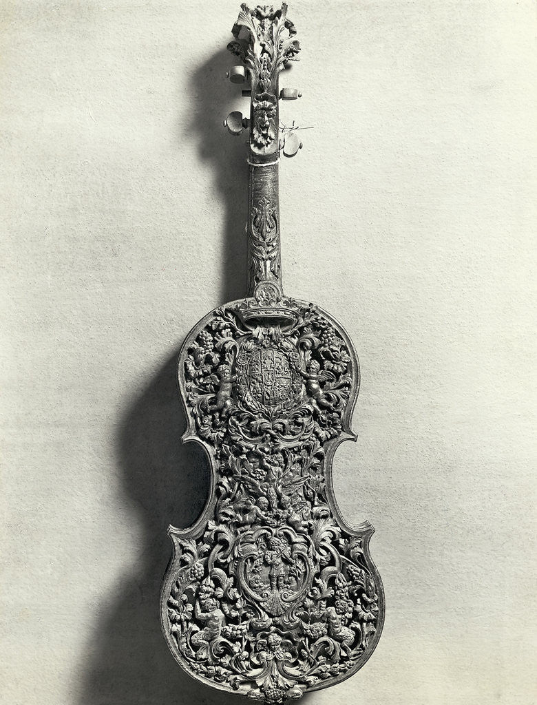 Detail of Elaborately Carved Violin Back by Anonymous