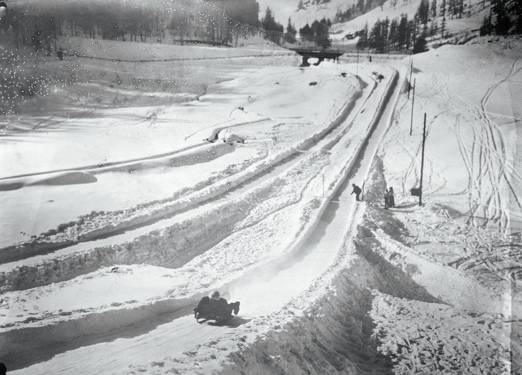 Detail of People Skiing and Sledding by Anonymous