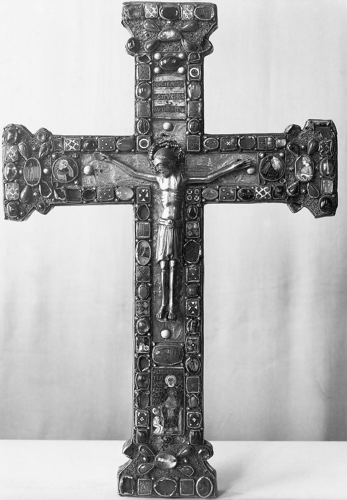 Detail of Medieval, Jewel-Encrusted Crucifix by Anonymous