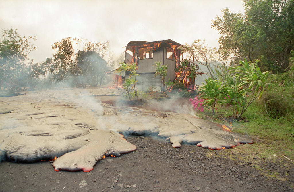 Detail of Lava from Kilauea Volcano Consumes Home by Anonymous
