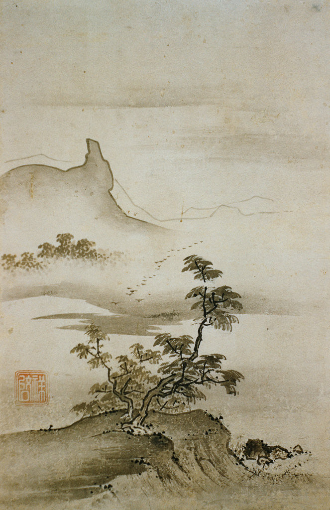 Detail of View of Trees Along the Riverbank from Eight Views of the Xiao and Xiang Rivers by Shokei