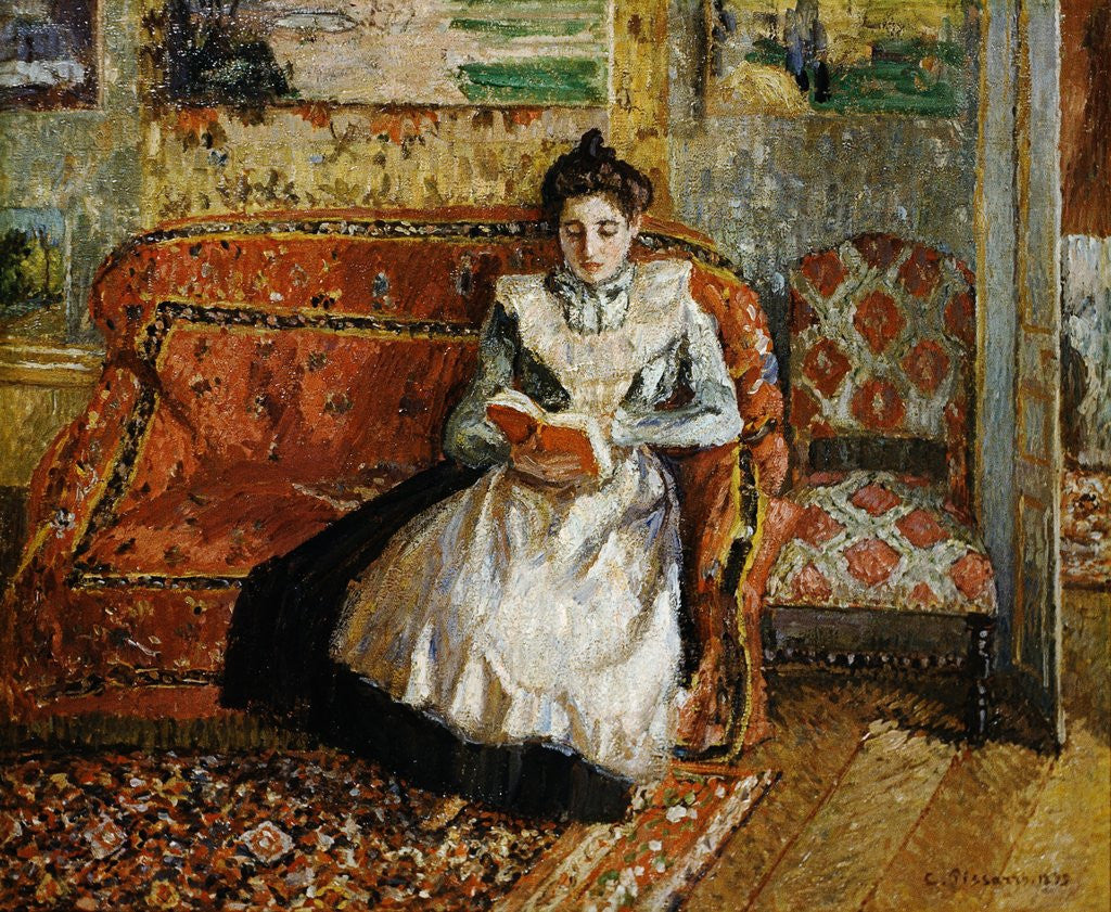 Detail of Jeanne Pissarro, Reading by Camille Pissarro