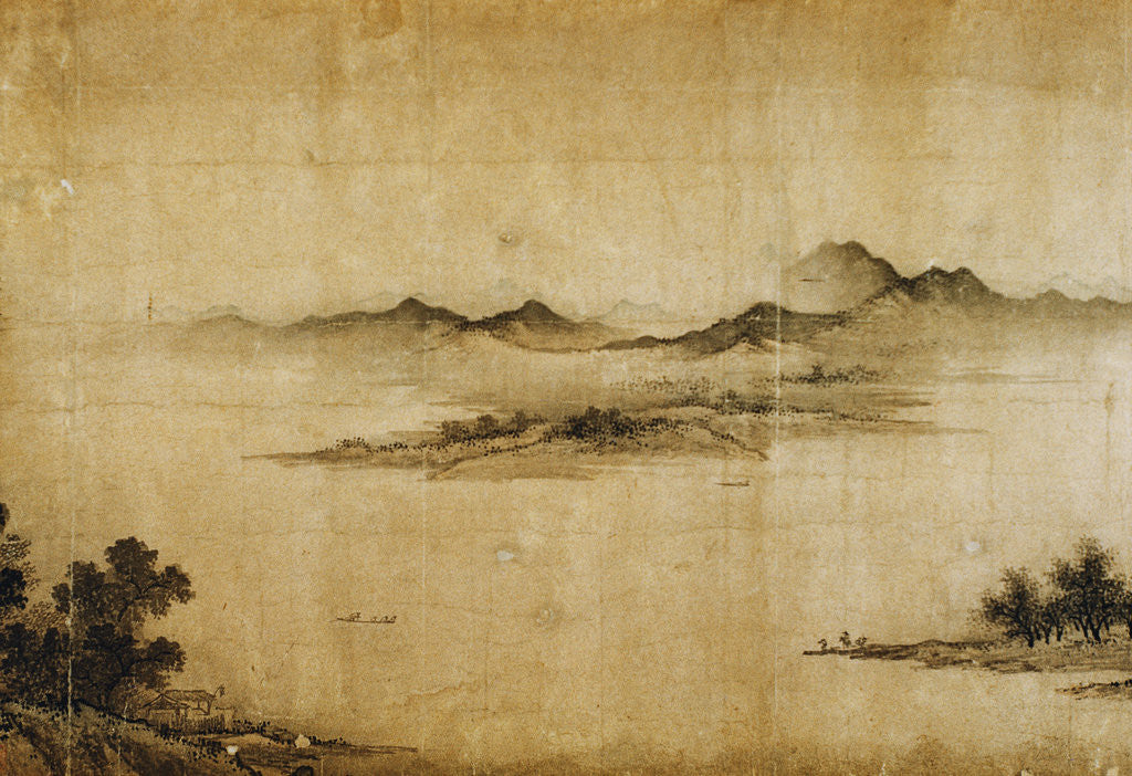 Detail of Detail Showing Mountains and Water from a Jin or Yuan Dynasty Painting entitled Clear Weather in the Valley, formerly attributed to Dong Yuan by Corbis