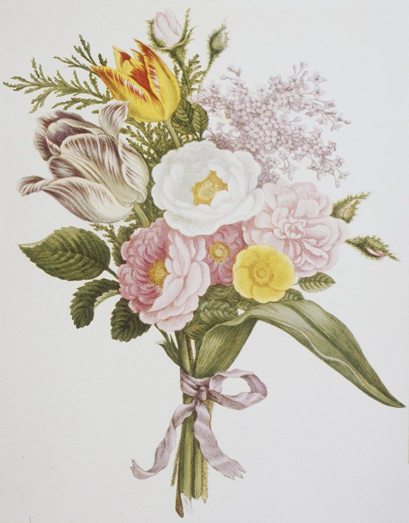 Detail of Still Life of Lilacs, Roses, Buttercups and Lilies of the Valley by Jean Louis Prevost