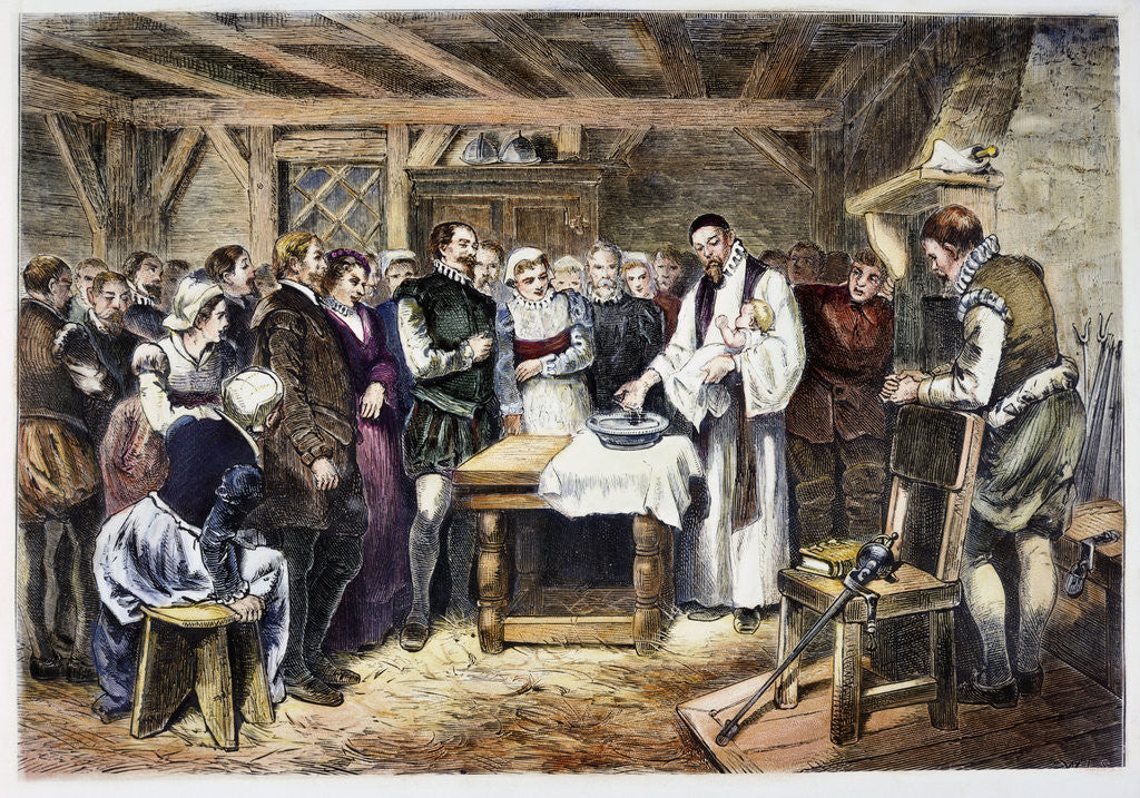 Detail of Illustration Depicting the Baptism of Virginia Dare by Anonymous