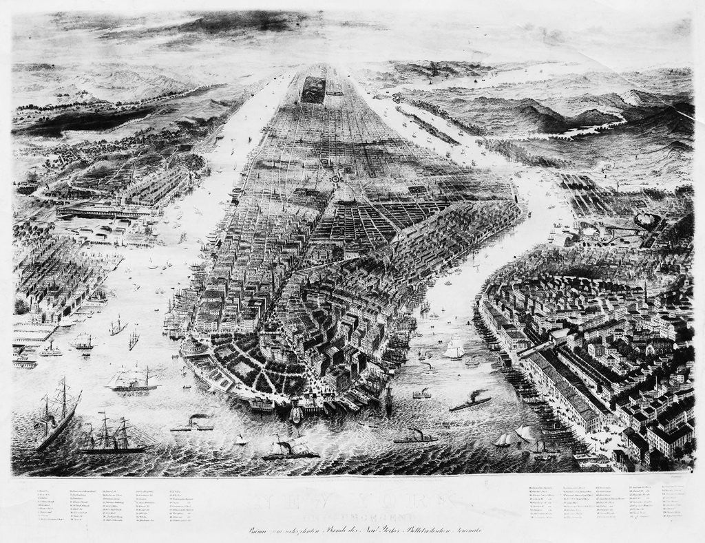 Detail of Print Depicting New York and Surrounding Area by Anonymous