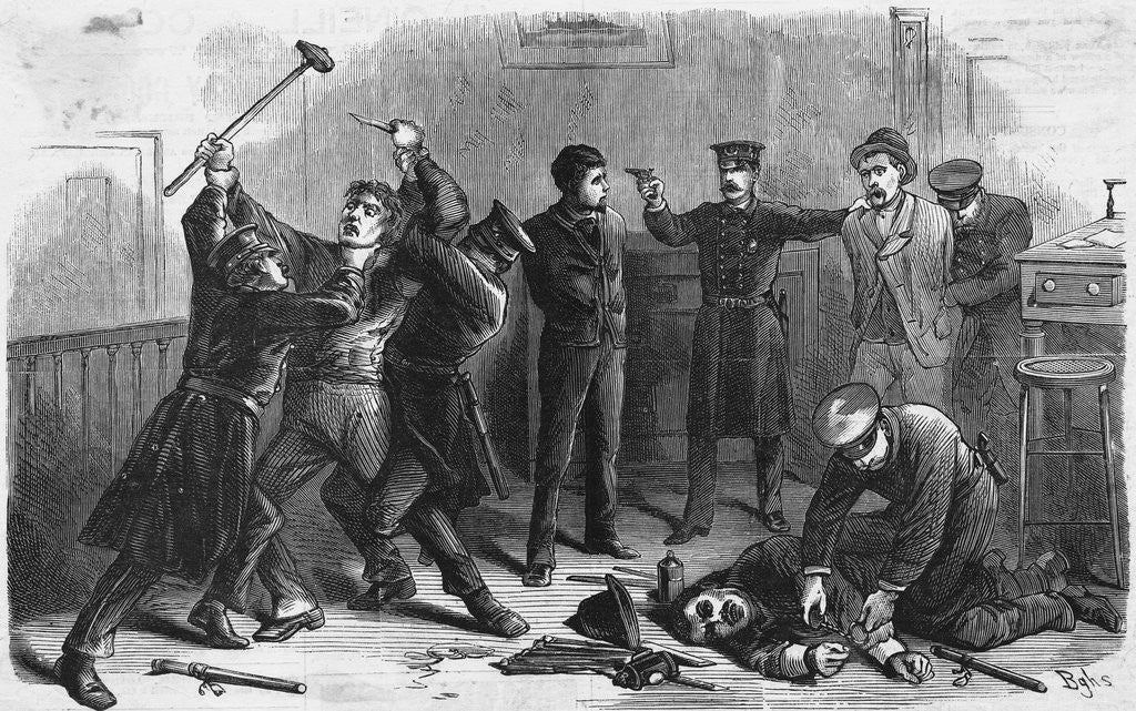 Detail of Print Depicting The Capture of the Burglars by the Police by Anonymous