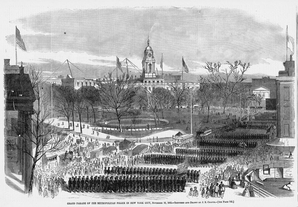 Detail of Grand Parade of the Metropolitan Police in New York City, November 16, 1865 by J.R. Chapin