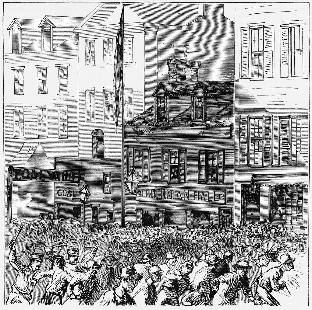 Detail of Tammany Riots Outside Hibernian Hall Newspaper Illustration by Corbis