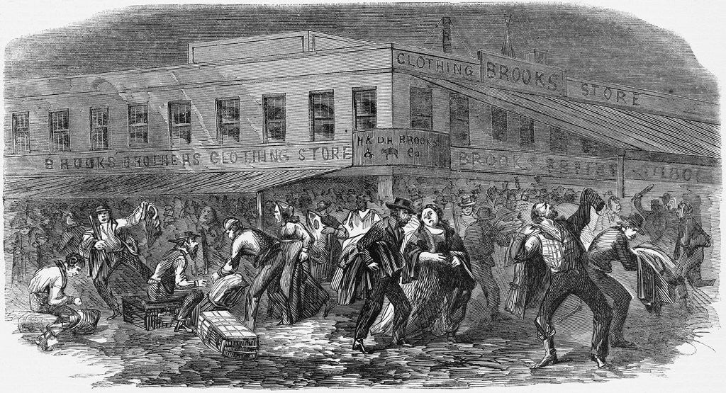 Detail of Sacking Brook's Clothing Store Newspaper Illustration by Anonymous