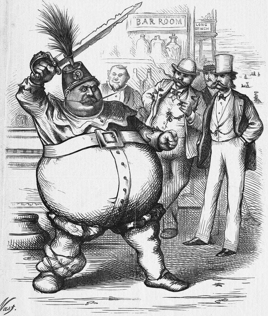 Detail of J.F. as Falstaff Newspaper Illustration by Thomas Nast