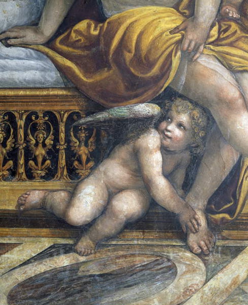 Detail of The 'Sala delle Nozze di Alessandro e Rossana' and Roxanne) detail of a putto hiding by Roxanne's feet, c.1513 by Giovanni Antonio Bazzi Sodoma