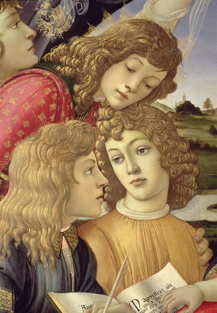 Detail of The Madonna of the Magnificat, detail of three boys, 1482 by Sandro Botticelli