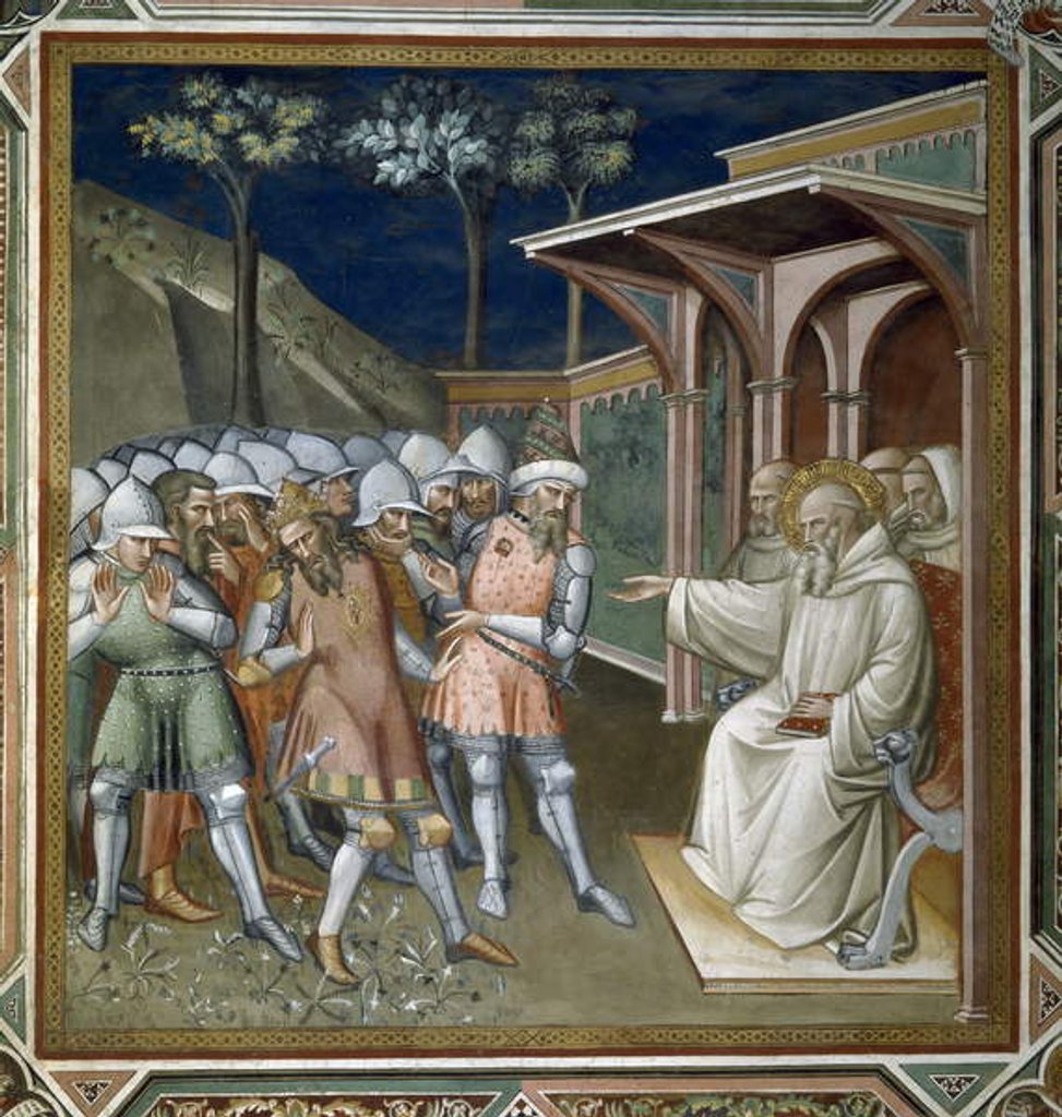 Detail of The Saint Discovers the Deceit of Totila, King of the Ostrogoths by Aretino Luca Spinello or Spinelli