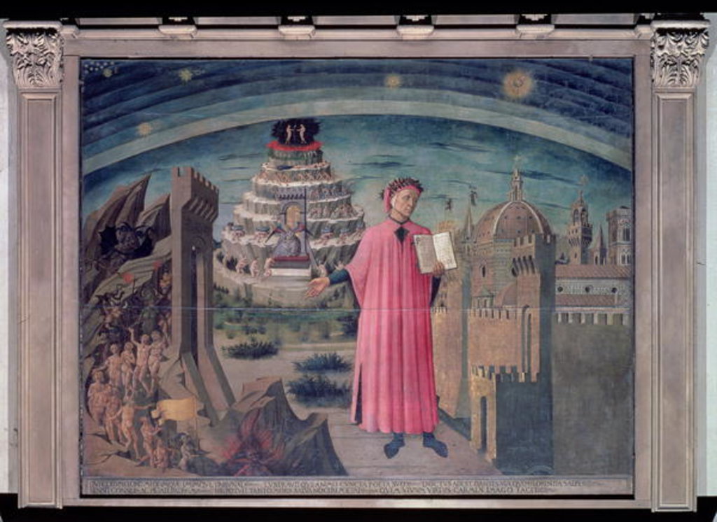 Detail of Dante and his poem the 'Divine Comedy', 1465 by Domenico di Michelino