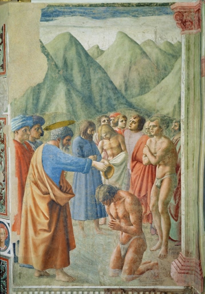 Detail of St. Peter Baptising the Neophytes, c.1427 by Tommaso Masaccio
