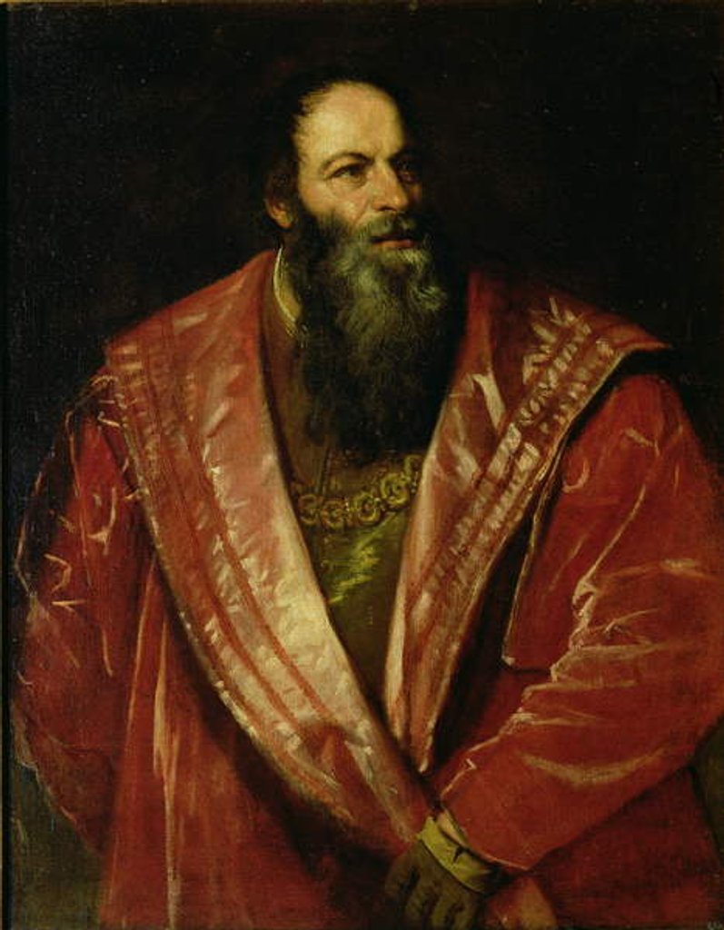 Detail of Portrait of Pietro Aretino by Titian