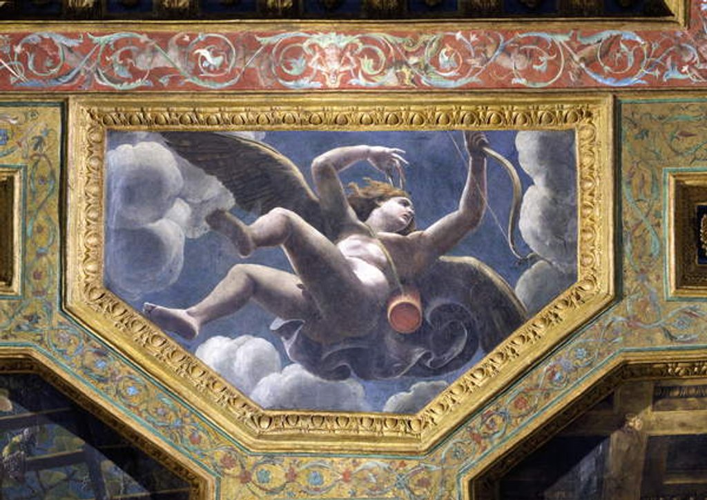 Detail of Cupid, ceiling caisson from the Sala di Amore e Psyche, 1528 by Giulio Romano