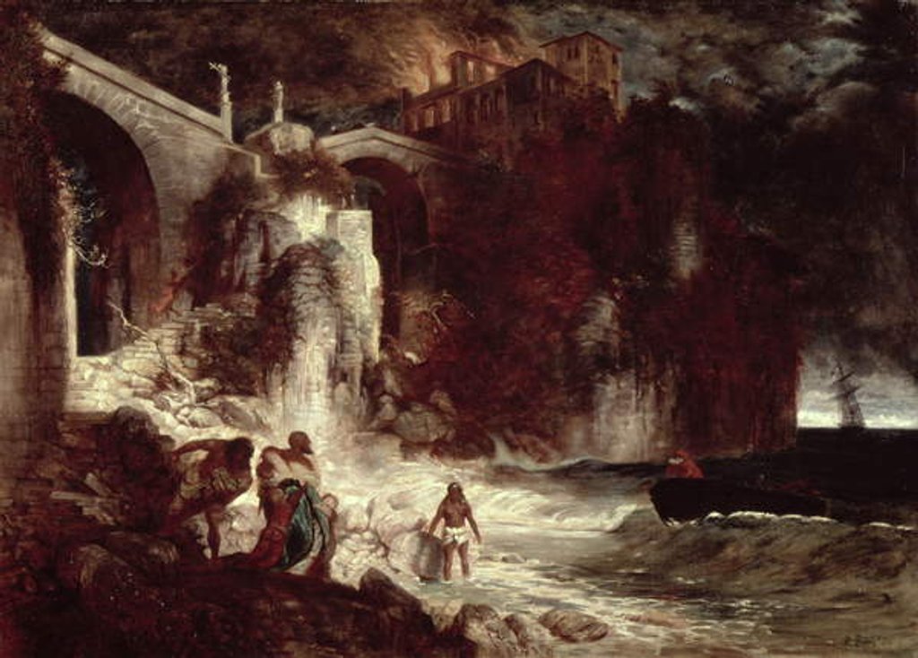 Pirate assault on a coastal fort, 1872 by Arnold Bocklin