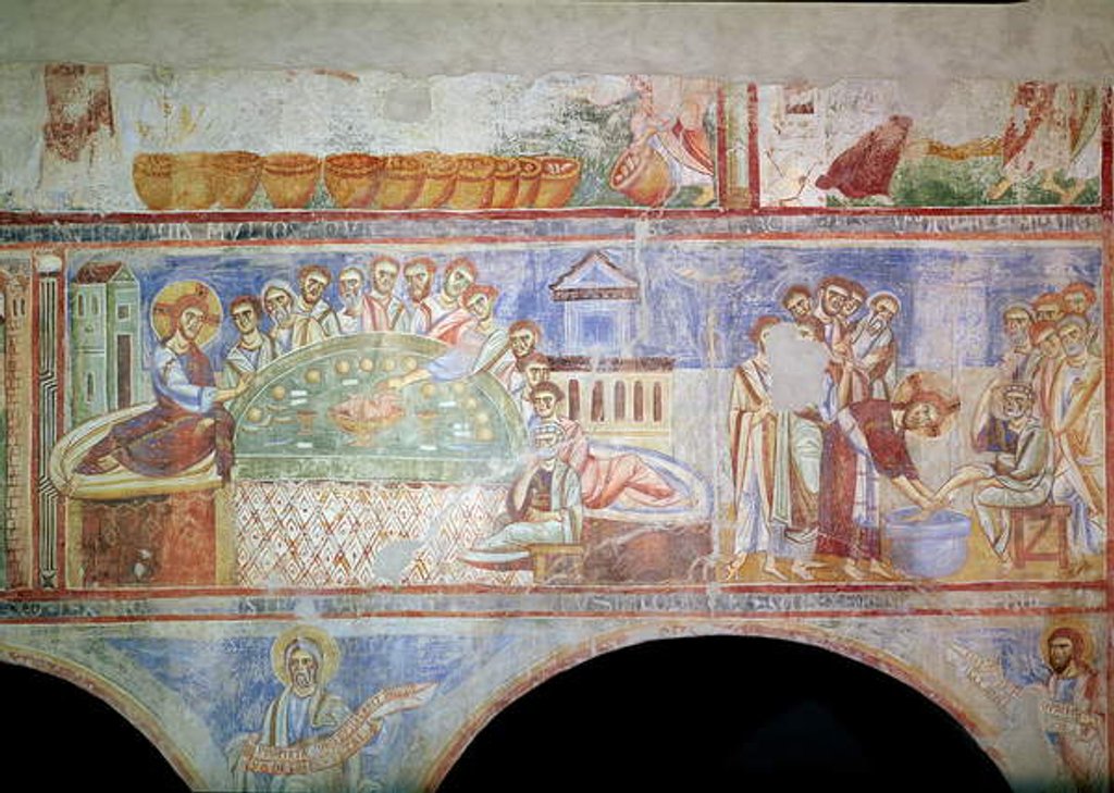 Detail of LtoR: The Last Supper and Christ washing the disciples' feet by Italian School