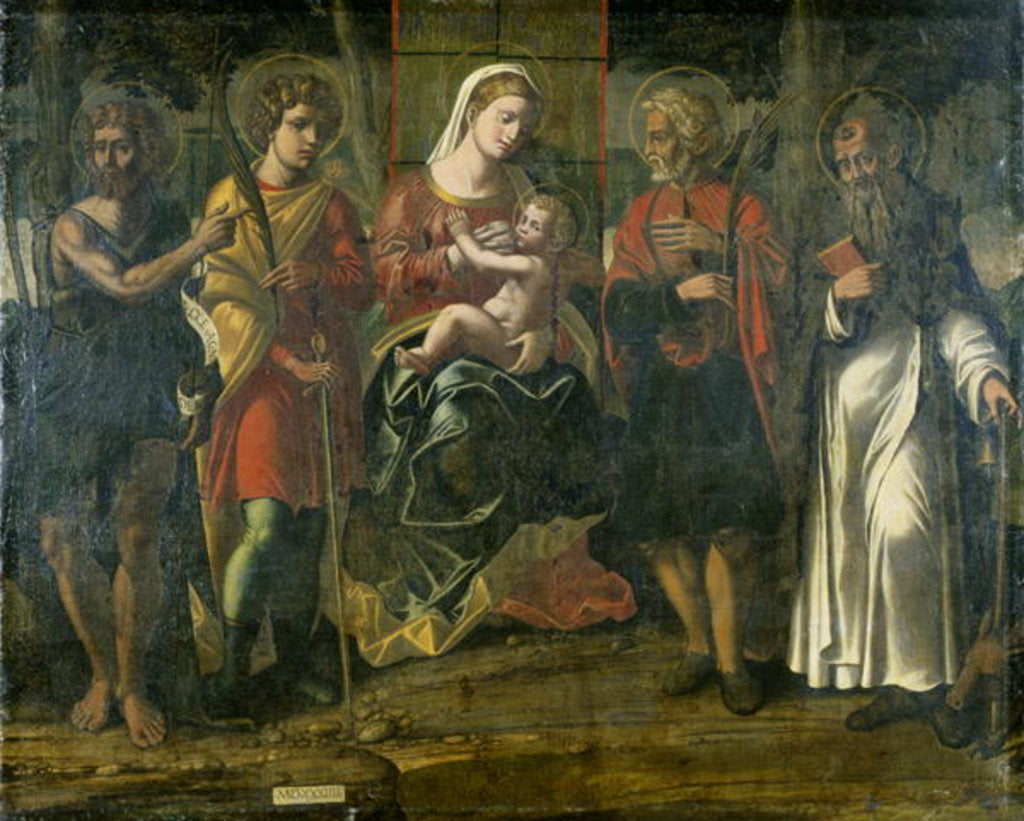 Detail of Madonna and Child with John the Baptist, Anthony and other saints, 1534 by Italian School