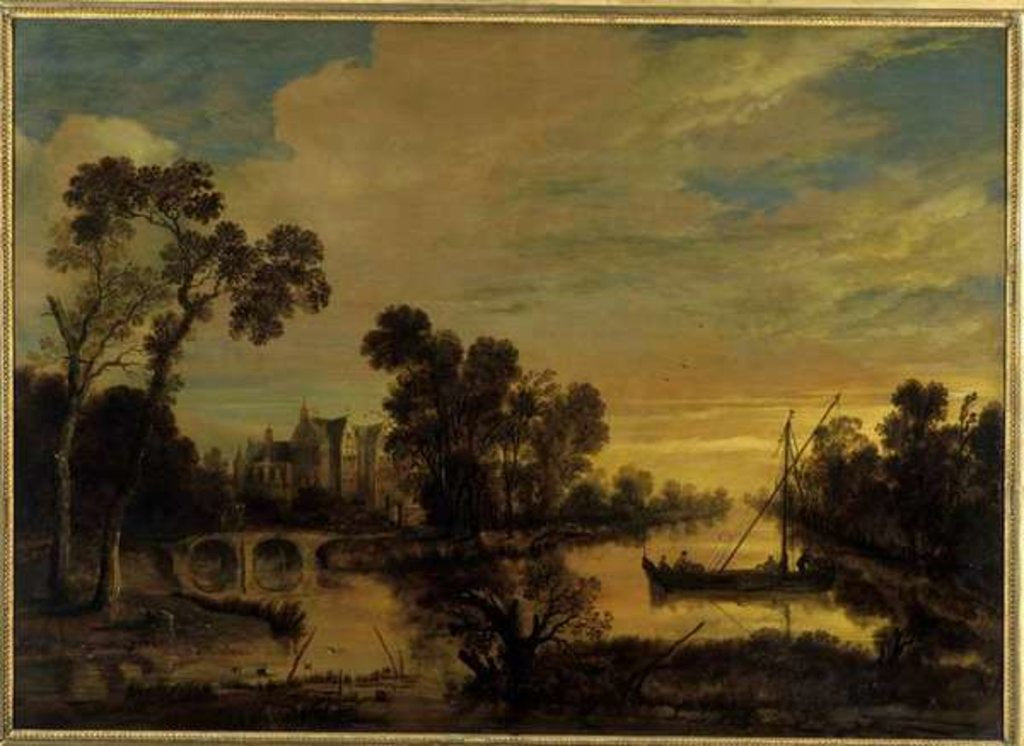 Detail of Landscape with Canal, 1643 by Aert van der Neer