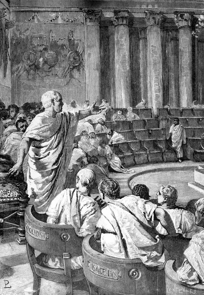 Detail of Illustration of Cicero Addressing Catiline in the Roman Senate by Corbis